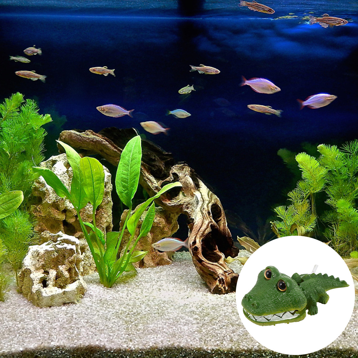 Aquarium Fish Alligator - Realistyczna ozdoba akwariowa w kształcie aligatora,