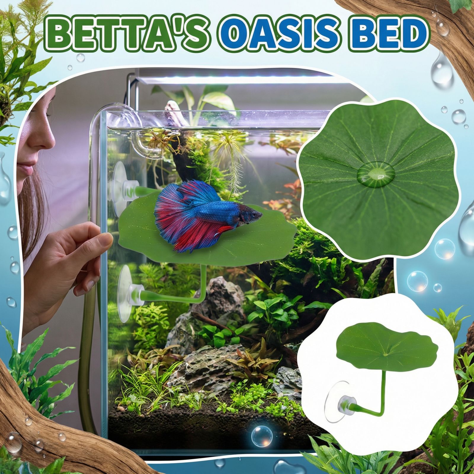 Aquarium Fish Betta - Dekoracja do akwarium Sztuczny liść lotosu